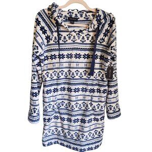 Nautica Sleep House Dress Hoodie Medium Women's Soft Fleece Nautical Pajamas NEW
